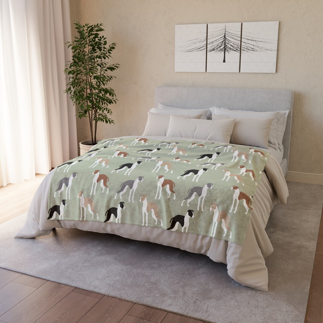 Greyhound Throw Soft Italian Greyhound Blanket | Green | Iggy | Polyester | Fleece ...