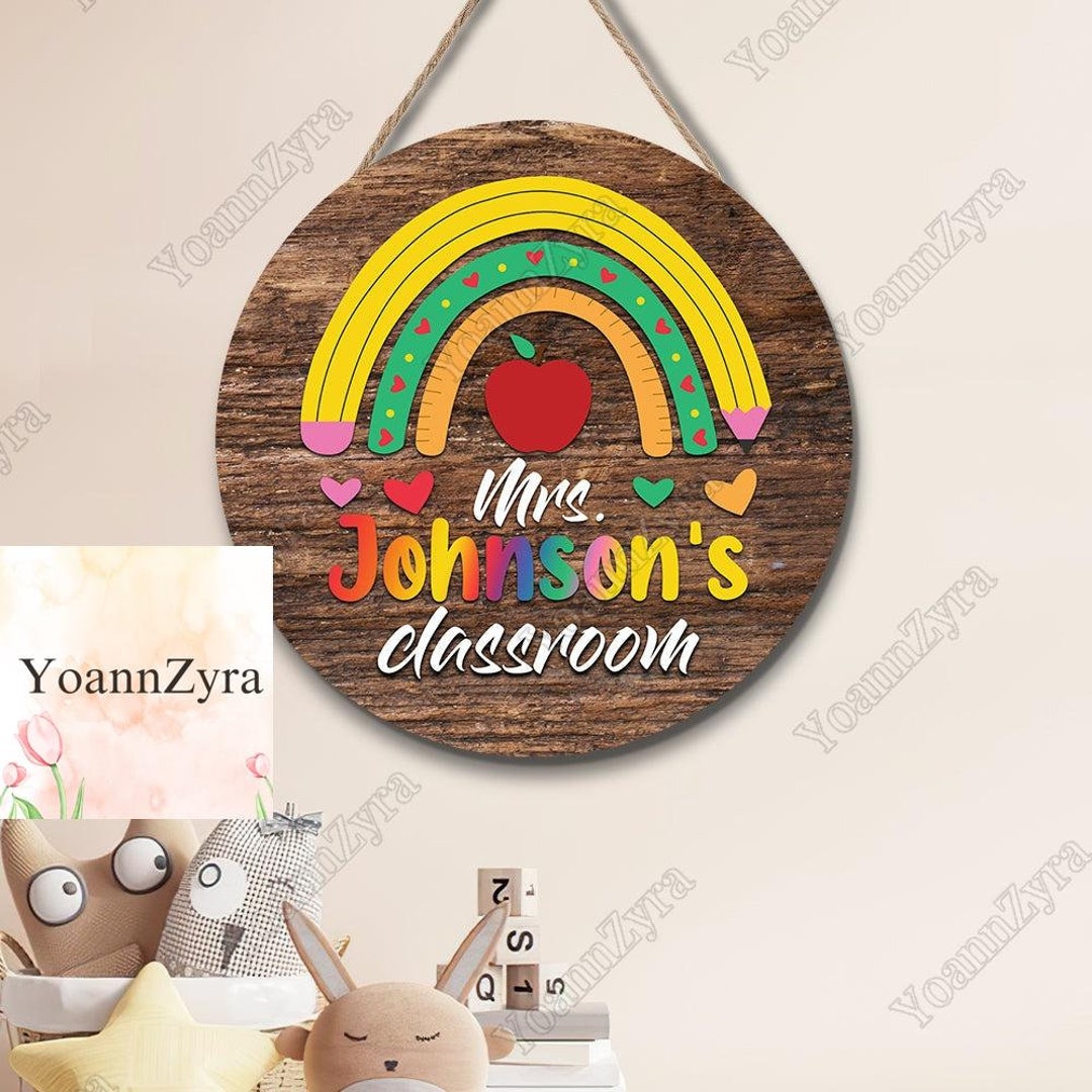 Custom Teacher Classroom Door Sign, Teacher Name Sign for Door ...