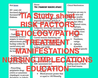 TIA stroke study sheet