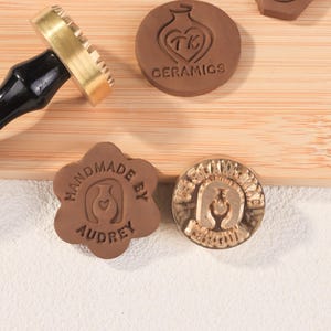 Custom Brass Pottery Stamp: Personalized Clay Design, Handmade Pottery Tool