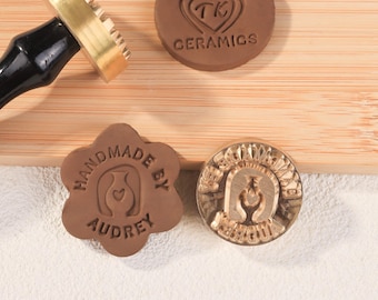 Custom Brass Pottery Stamp: Personalized Clay Design, Handmade Pottery Tool