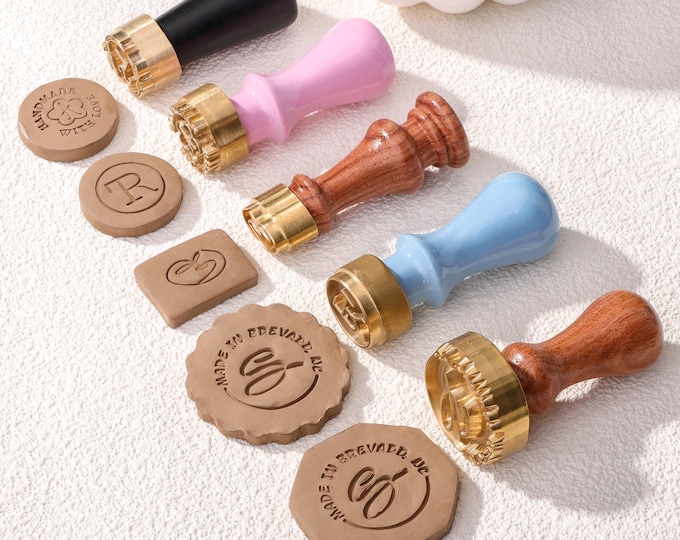 Personalized Brass Pottery Stamp: Custom Clay Design, Handmade Maker's Mark Stamp for Ceramics