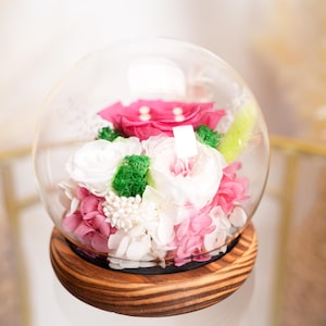Forever Rose in Glass Dome:  Preserved Flowers
