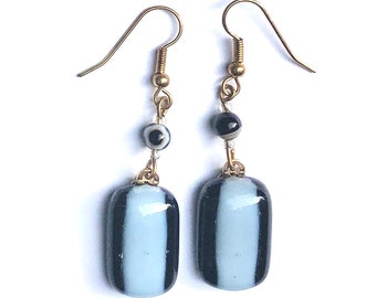 black and white glass earrings
