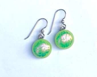 Round dichroic glass earrings