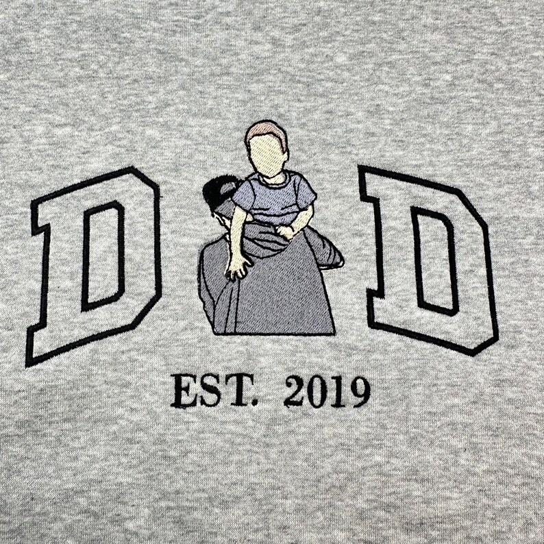 Custom Portrait from Photo Sweatshirt Embroidered Dad Sweatshirt Personalized Father and Son Hoodie Funny Dad Hoodies Father's Day Gift image 5