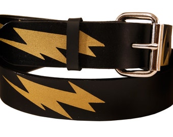 Lightning Bolt Leather Belt