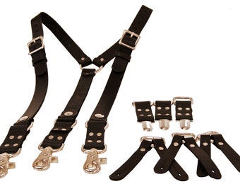 Deluxe Heavyweight Leather Suspenders: Multiple Attachments, Thick and Long-lasting.