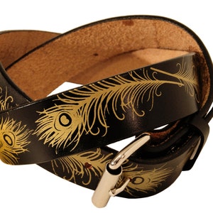 Peacock Feather Leather Belt image 3