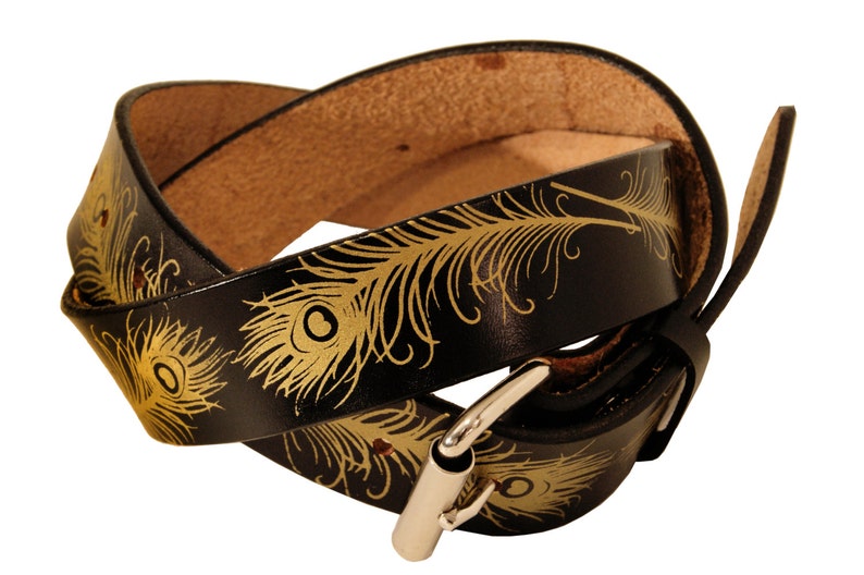 Peacock Feather Leather Belt image 3