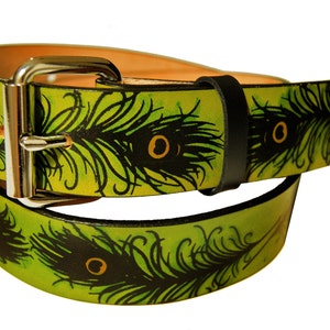 Peacock Feather Leather Belt image 1