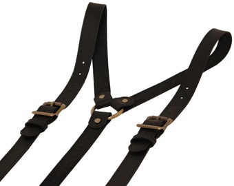 Black Leather Suspenders