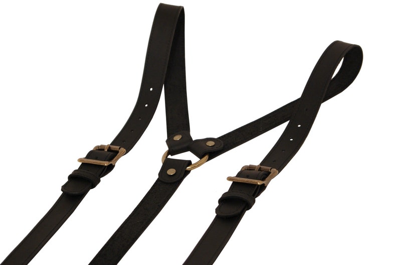 Black Leather Suspenders image 1