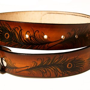 Peacock Feather Leather Belt image 2