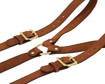 Brown Leather Suspenders