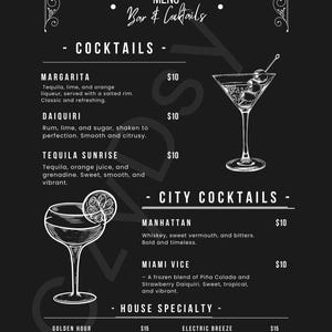 Szablony menu baru Premium – edytowalne i stylowe wzory na każdą okazję