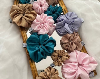 Handmade Satin Scrunchies, Hair accessories, Coated elastic, elastic, satin scrunchie, satin scrunchie, silk scrunchies, handmade scrunchie