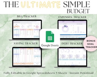 Financial Planner, Google Sheets Budget, Savings Tracker, Yearly Budget, Monthly Budget, Bill Planner, Paycheck Spreadsheet