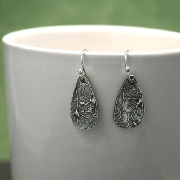 Gingko Drops - Fine Silver Dangle Earrings