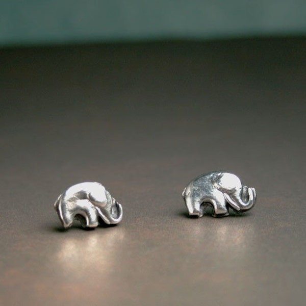 Lovely Little Elephant Studs - Fine Silver Post Earrings
