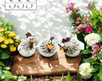Funny Resin Chicken Fence Decor, Garden Statue, Yard Patio Ornament, Outdoor Farmhouse Gift