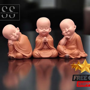 Cute Baby Monk Statue | Little Buddha Different Poses Figurine | Artistic Resin Crafted Miniature | Room and Car Decoration
