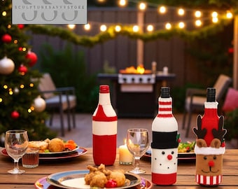 Christmas Wine Bottle Covers – Festive Holiday Table Decor