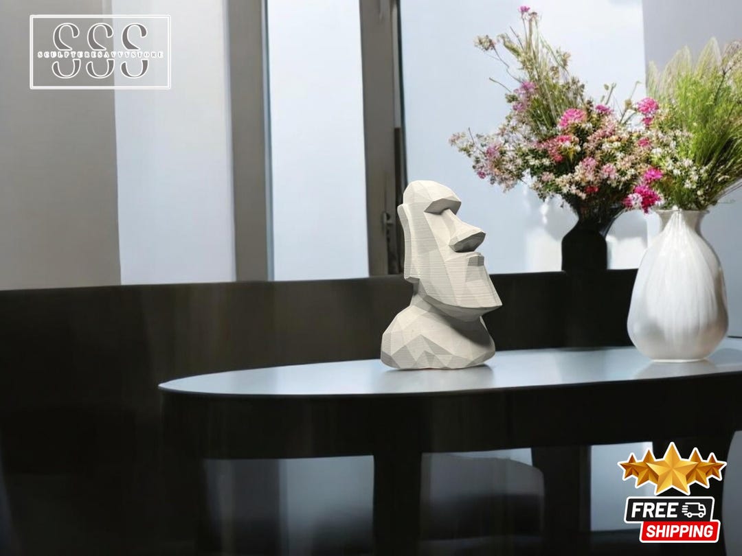 Nordic Moai Stone Statue Plaster Bust Figurine Sculpture Character ...