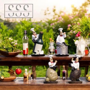 Estatua de resina de chef divertida para jardín, decoración para cocina, patio, barbacoa, regalo para el hogar
