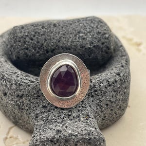 Chunky Rosy Pink Sapphire and Sterling Ring