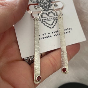 Sterling and Garnet Stick Earrings