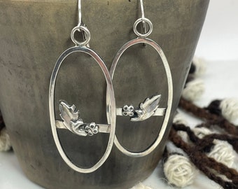 Spring Time Oval Sterling Hoops