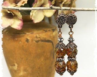 Romantic glass drop earrings, Victorian elegance