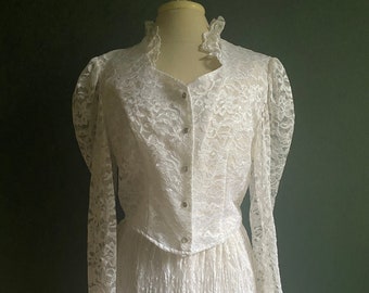 Vintage Banjo Dallas Two Piece Lace Set/ Lace Dress / Vintage Wedding dress / Cowboy Dress / Cowgirl Wedding Dress / Cowgirl