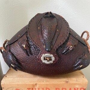 Vintage Armadillo Leather Taxidermy Purse Handbag