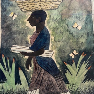 Diego Rivera, &#39;Tehuana con Velas y Canasta&#39;, 1936; Early Hand Colored Print