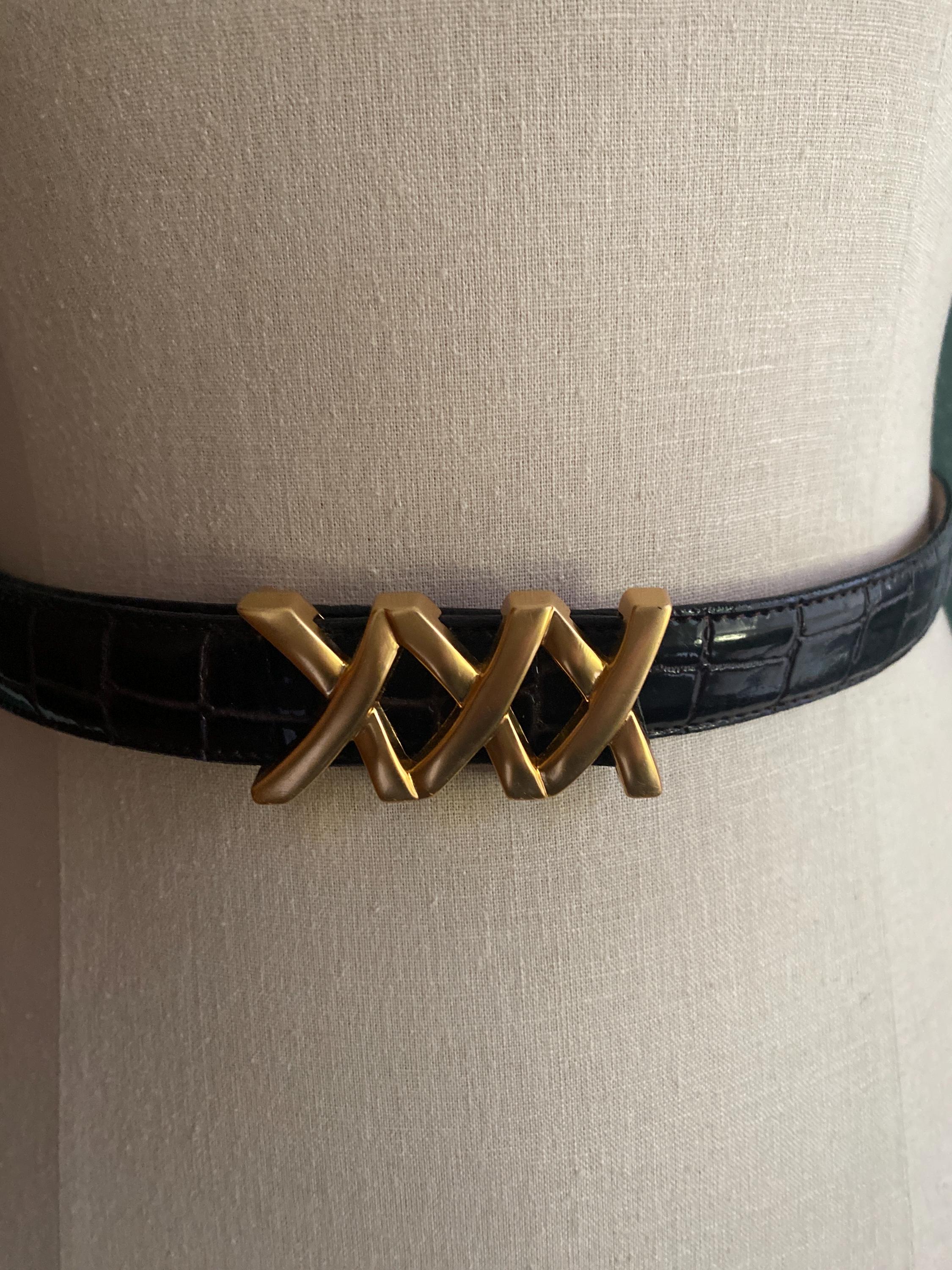 Amiee Lynn black leather belt with with Gold Buckle size M Leather Belt | Mercari main image 3