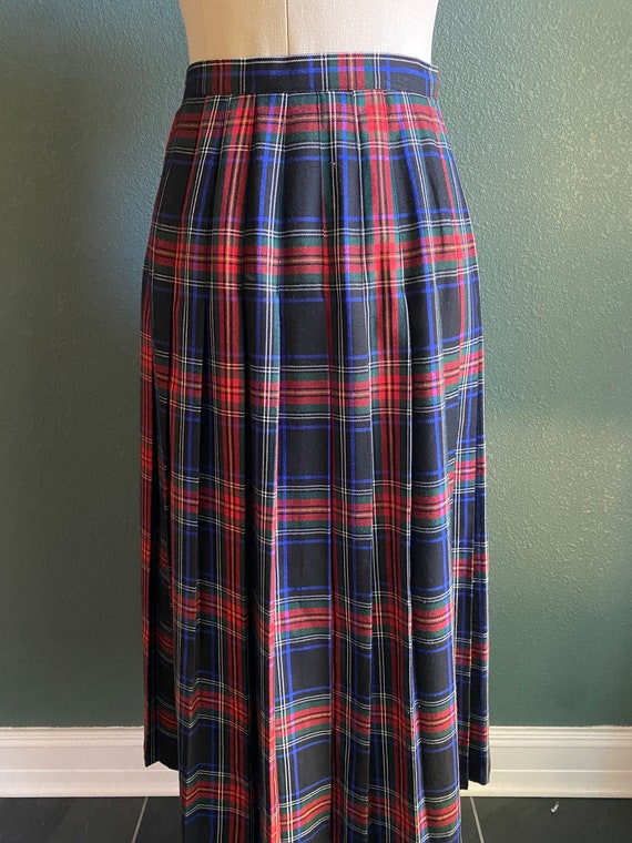 Vintage Pleated Maxi Skirt / Pleated Plaid Skirt … - image 5
