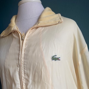 Vintage IZOD Lacoste Yellow Windbreaker Size Large Zip Up Nylon Jacket