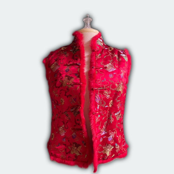 Vintage Adrienne Landau Size Medium Red Vest / As… - image 2