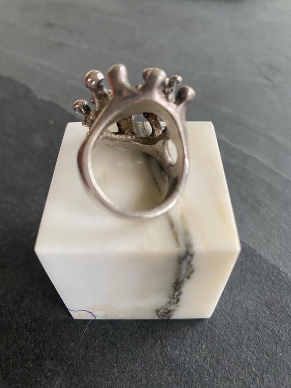Large 70’s solid silver organic silver ring / sta… - image 7