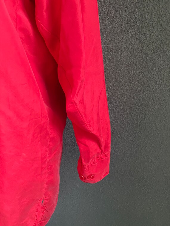 Oversized Vintage 100% Silk Solid Red Shirt Medium - image 4