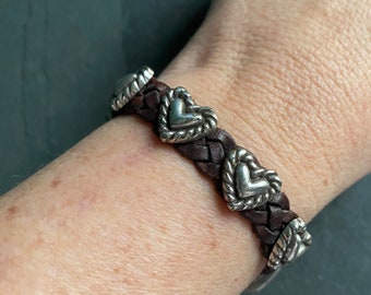 Vintage 1994 Brighton Heart Bracelet Belt / Leather Bracelet / Leather Belt / sweetheart Bracelet