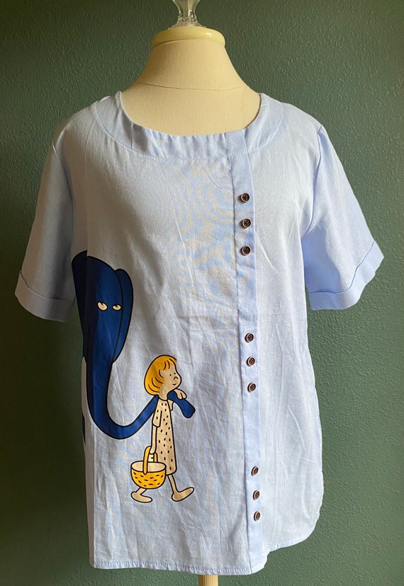 Vintage Dayou Design Dr. Seuss Blue Blouse / Dr. S