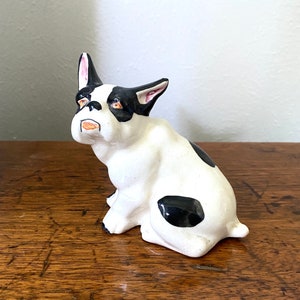 Vintage Porcelain French Bulldog  figurine / Mid Century decor / MCM decor / Boston Terrier Decor / Made in Japan / Frenchie