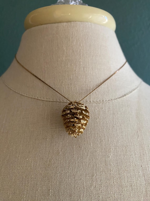 Gold dipped pine cone choker - image 1