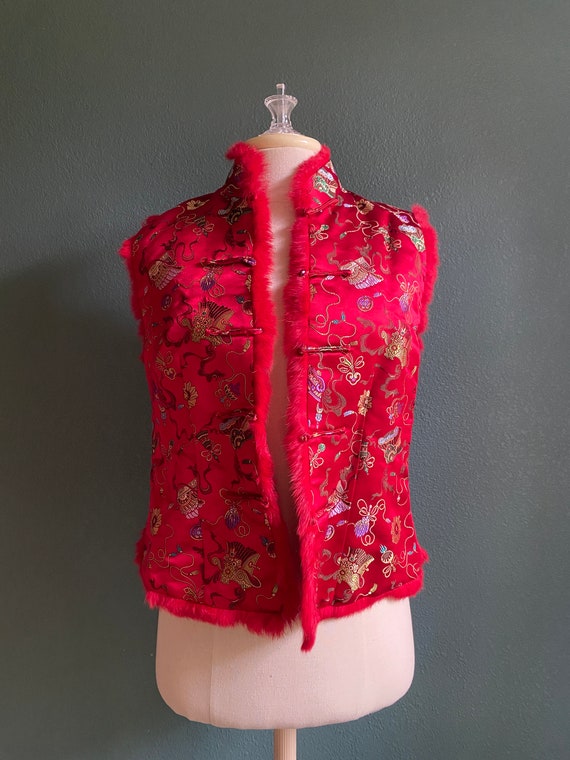 Vintage Adrienne Landau Size Medium Red Vest / As… - image 1