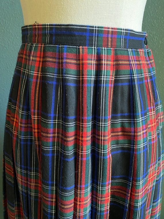 Vintage Pleated Maxi Skirt / Pleated Plaid Skirt … - image 2