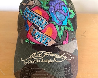 Vintage Y2K Deadstock Brand New Adults Unisex Camo Ed Hardy Bucket