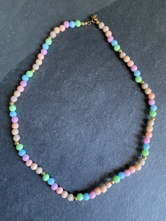 Vintage Pastel Beaded Necklace